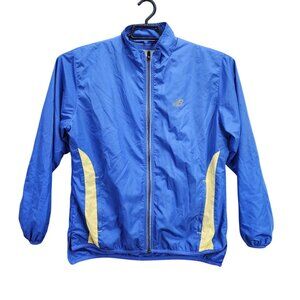 Mens New Balance Blue Full Zip Windbreaker Jacket Long Sleeve Polyester Size L